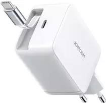 Joyroom JR-TCL06 67W GaN sieninis įkroviklis su integruotu įtraukiamu USB-C kabeliu - Baltas