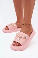 Rožinės basutės su platforma ir dekoru Step in style