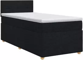 Spyruoklinė lova su čiužiniu Juoda 100 x 200 cm Audinys