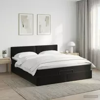Reguliuojama lova su čiužiniu Juoda 180 x 200 cm Aksomas