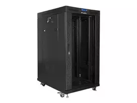 LANBERG FF01-8022-12BL free-standing rack 19inch self-assembly flat pack 22U/800x1000mm black glass door LCD