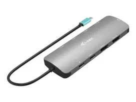 I-TEC USB-C Metal Nano Dock 2x HDMI 1x GLAN 2x USB 3.2 2x USB 2.0 1x USB-C 3.2 Gen.1 Data 1x USB-C 100W PD + Charger 100W