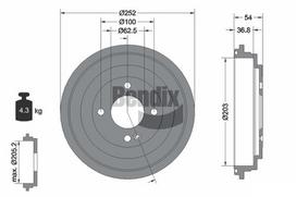 BENDIX Braking Stabdžių būgnas BDM1167