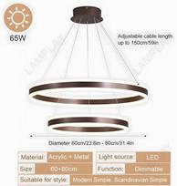 Modernus LED pakabinamas šviestuvas Reguliuojamas Pritemdomas Elegantiškas Rudas 60 cm — svetainės apšvietimas, šviestuvas su pulteliu, žiedinis sietynas, apšvietimas virš stalo, miegamojo šviestuvas, led lubinis apšvietimas