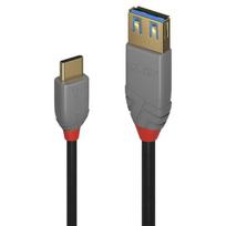 Lindy kabelis USB 3.2 C-A 36895 0.15m, 10Gbps, juodas / pilkas, USB-C patinas į A moterį, Juoda