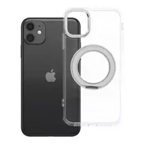 OEM Frame Circle Stand phone case with stand and MagSafe support for iPhone 11, transparent