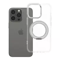 OEM Frame Circle Stand phone case with stand and MagSafe support for iPhone 13 Pro, transparent