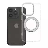 OEM Frame Circle Stand phone case with stand and MagSafe support for iPhone 14 Pro, transparent