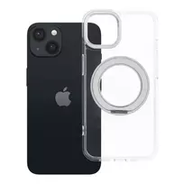 OEM Frame Circle Stand phone case with stand and MagSafe support for iPhone 13, transparent