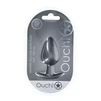 Ouch! by Shots Ouch! Smooth Silicone Plug Large 3.5'' (8.9 cm) Gunmetal Finish