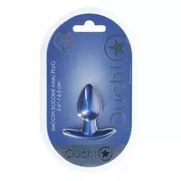 Ouch! by Shots Ouch! Metallic Blue Small Silicone Plug 2.6''/6.5cm - Smooth Finish