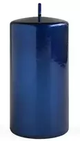Mondex OPAL MET GLOSSY žvakė, didelis cilindras, 7x7x17,5 cm, tamsiai mėlyna, parafinas