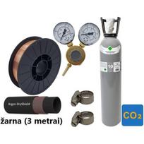 MIG/MAG suvirinimo priedų kompl.: užpildytas 10 l CO2 balionas, reduktorius Ar/Co2, dujų žarna, viela, sąvaržos