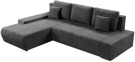 Juskys Sofa Iseo su kairiuoju otomanu 260x180x81 cm tamsiai pilka