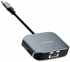 USAMS adapteris USB-C - USB 3.0 + RJ45 prievadas Ethernet pilkas/pilkas TCSJ14601 (US-SJ146)