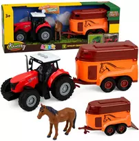 Lean Toys Traktorius su arklių priekaba 3 vnt.