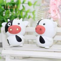 Lovely Cartoon LED Lighting Cow Pendant Key Chain Creative Keychain Keyring Gift Suspension Trinket green
