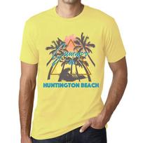 Men’s Vintage Tee Shirt Graphic T Shirt Summer Triangle Huntington Beach Pale Yellow XS blyškios auksaspalvės spalvos