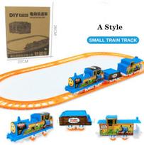 Electric Train Track Rail Racing Simulation Toy Small Locomotive Installed Electric Toy Kids Gift A blue