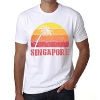 Men’s Vintage Tee Shirt Graphic T Shirt Singapore Sunset White XS balta
