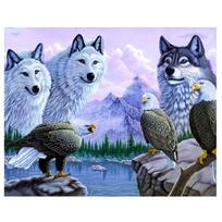Deimantiniai siuvinėjimai „Wolf Series“ pilnos deimantinės mozaikos dervos gręžtuvas Kalnų krištolo rankdarbiams miegamojo dekoras 20X30CM gray