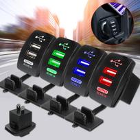 Car Waterproof Cigarette Lighter Socket Dual Usb Car Charger With Led Lighting Charger Power Adapter mėlyna