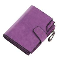 Women Wallet Simple Coin Purse Small Mini Card Holder Short Purse violetinė