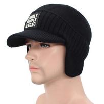 Žieminė kepurė Šalikas Skullies Beanies Vyrams Megztos Skrybėlės Moteriška Kaukė Šilta Stora Balaklava Ausų užsegimas Vilna Kapotas Vyriškas Beanie Kepurės kepurė 55-63CM juoda