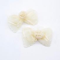 4Pcs 90*60mm Chiffon Ball Patches Bowknot Tie Scrapbooking Ornamnet Patches DIY Crafts Supplies smėlis