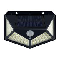Saulės sieninės šviesos judesio jutiklis 100 LED lauko vandeniui atsparus saulės LED sieninis šviestuvas PIR maitinamas saulės energija 100 LEDs juoda