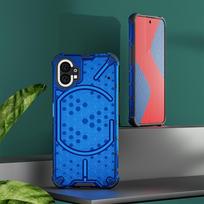 KEYSION Smūgiams atsparus šarvų dėklas už nieką Phone One 1 Minkštas silikonas + kompiuteris skaidrus korinis telefono dangtelis už nieką Phone1 for Nothing Phone 1 mėlyna