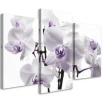 Trijų dalių paveikslo drobės atspaudas Orchidėjos žiedas purpurinis 60x40 violetinė