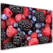 Trijų dalių paveikslų spauda ant drobės Raspberries Fruits 60x40 įvairiaspalvis