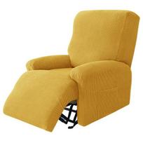 4 Seater Recliner Sofa Cover Elastic Polar Fleece Lounger Armchair Cover Relax Sofa Slipcovers Spandex Lazy Boy Chair Covers yellow
