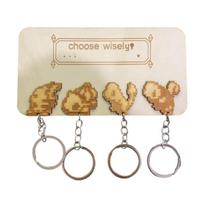 4 Hooks Wood Carving Wall Hanging Keychain Decorative Room Ornaments Gifts Home Retro Crafts Wooden Key Holder