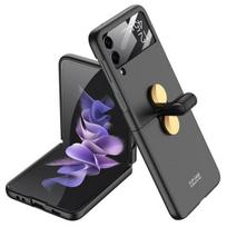 For Samsung Galaxy Z Flip 4 3 Case Ultra Thin Rotating Belt Bracket Matte Shockproof Protection Hard Case With Screen Glass Film case only juoda