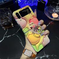 Luxury Blue -Ray 3d Print Flowers Imd Phone Case For Samsung Galaxy Z Flip 4 3 Back Cover With Key Ring Holder For Samsung Z Flip 4 gray