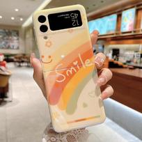 Cute Blue Ray Rainbow Phone Case For Samsung Galaxy Z Flip 3 4 5g Back Cover For Woman Girl For Samsung Z Flip 3 orange