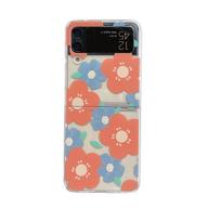 For Samsung Z Flip 4 Case Flower Painting Transparent Folding Phone Case For Samsung Z Flip 3 Z Flip4 Shockproof Hard Back Cover Samsung Z Flip 2 oranžinė