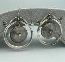 Charming china Miao silver carving luck earrings