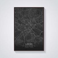 Leeds Leicester Luton Manchester Mansfield Middlesbrough Milton Keynes Northampton Jungtinė Karalystė Plakatas 21cm×30cm NoFrame gray