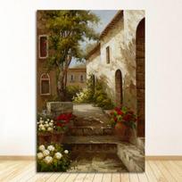Durų peizažas aliejinis paveikslas HD spausdinimas ant drobės Sodo plakato sienos paveikslas gyvenamajam kambariui Abstrakčios pastoracinės namų gėlės 21cm×30cm NoFrame