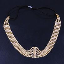 Stonefans dizainerio daugiaspalvė daugiasluoksnė galvos juosta, prabangi moterims, merginoms, nuotakai, Indijos vestuvių plaukų aksesuarai, tiaros, galvos papuošalas Gold Headband black