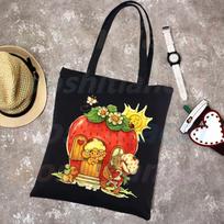 Strawberry Shortcake Harajuku Fashion Shopping Black Bags Canvas Tote Bag Mom Reusable Cloth Bag Handbag Shoulder Bags 24*26cm
