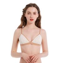 Europe and The United States Lace Sexy Lingerie Women Thin Section Without Steel Ring Bra Adjustment Side Breast Bra Bra S beige