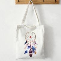 Harajuku Dreamcatcher Large capacity Shopping Canvas Tote Bags Casual Lady Shopper Bag Fashion Shoulder Bags Women Handbag 24*26cm white