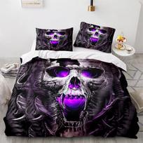 3D namų patalynės komplektas Skull Skull Antklodės užvalkalas Queen King Full Skull Print Suaugusiųjų vaikų antklodės ir pagalvės užvalkalas patalynė UK Single 135x200cm gray