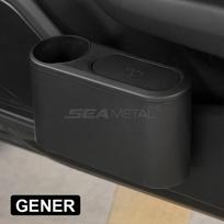 SEAMETAL Automobilio šiukšliadėžė Kabinama šiukšliadėžė Odinė ABS Presuojama kieta šiukšlių dėžė Universali galinės eilės organizatorius su puodelių laikikliu Black ABS gray