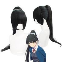 Anime Love Live!Superžvaigždė!! Hazuki Ren Cosplay Perukas Juodas Tiesus Perukas su Uodega Karščiui Atsparus Sintetinis Plaukas One Size juoda