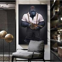 Large Size Gun Monkey Orangutan Animal Poster Mural Family Bedroom Children's Room Wall Decoration Canvas Art (no Frame) 21*30cm